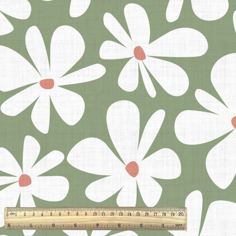 Printed Cotton BASILE Nettle / White